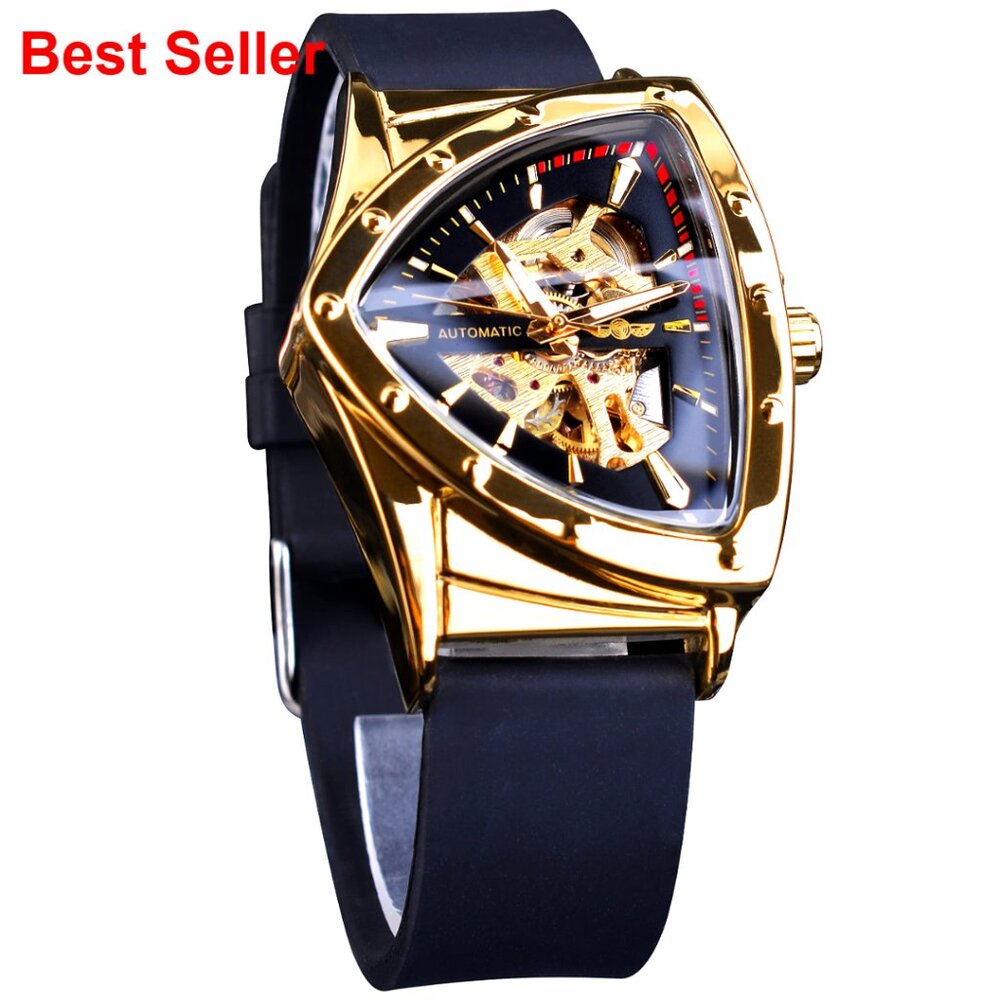 Automatic Mechanical Watch With Triangle Dial Stainless Steel Bracelet